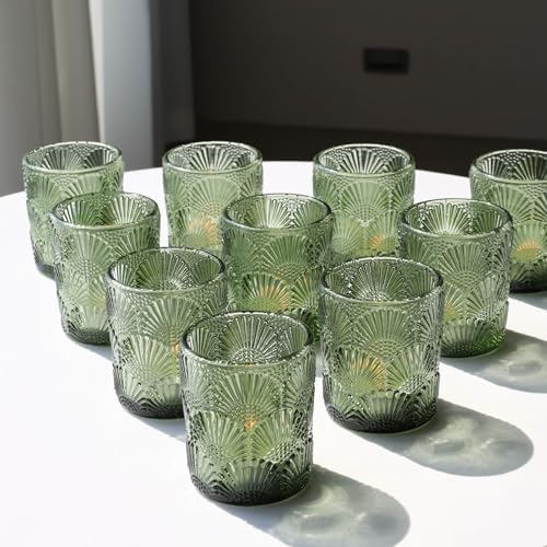 Woho 24pcs Green Votive Candle Holder, Tealight Candle Holder for Christmas