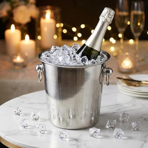 Fake Ice,Gikboup 160 Pcs Acrylic Ice Cubes, 22 * 18mm Vase Fillers for Centerpieces. Clear Rocks for Vases, Fake Plastic Gems, Artificial Faux Stones（Blue）