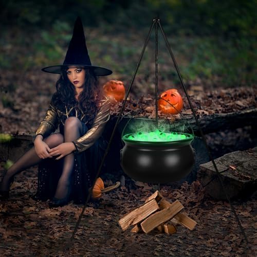 Halloween Decorations Outdoor,Large Witches Cauldron on Tripod with Light