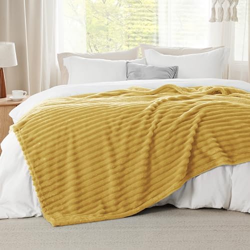 Bedsure Soft King Size Blankets for Bed Yellow 108"x90"