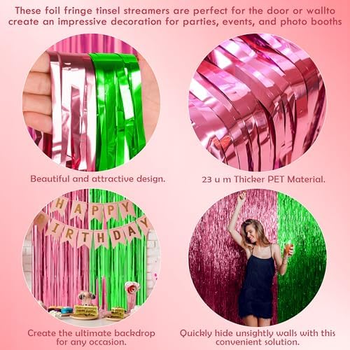 OHOME Witch Party Decorations - Pink and Green Party Backdrop Streamers | Happy Birthday Banner for Birthday Party Decorations Supplies | Witch Themed Decor Photo Booth Props,2 Pack