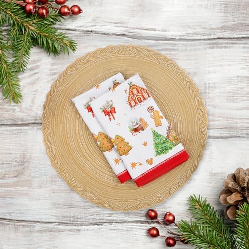 Christmas Gingerbread Cotton Cloth Napkins, 18×18 in, Set of 4
