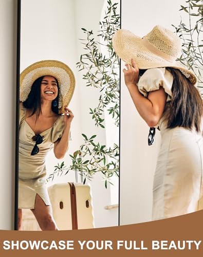 Delma Arched Full Length Mirror with Stand, 69x24 Black Floor Mirror