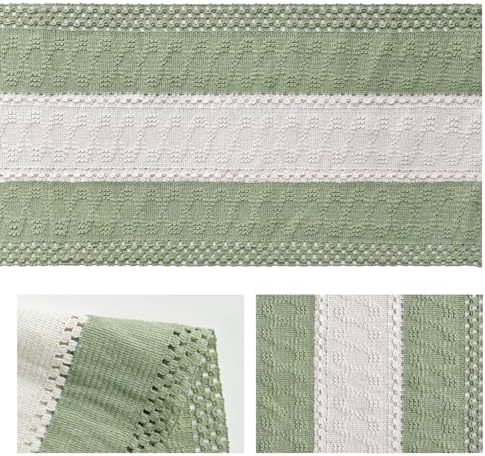 Artoid Mode Light Green Farmhouse Woven Table Runner 12x36 Inch