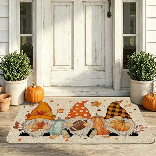 Hexagram Fall Door Mat 17x29, Fall Doormat Outdoor, Autumn Gnome Mats