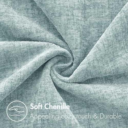 MIULEE Soft Chenille Lumbar Throw Pillow Covers Light Blue 12x20 Pack of 2