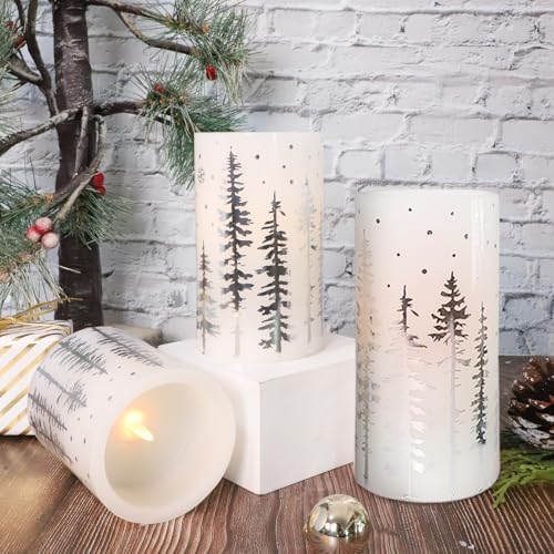 Crystal Club Christmas Flameless Candles, Holiday LED Candles