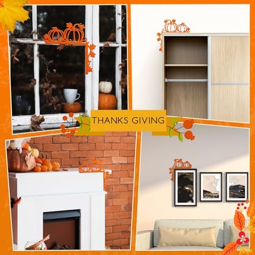 Yaocom 11.8‘' x 11.8" Metal Fall Pumpkin Door Topper, Thanksgiving Sign