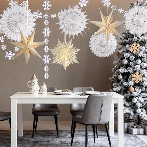 Christmas White Winter Wonderland Snowflake Party Hanging Decorations