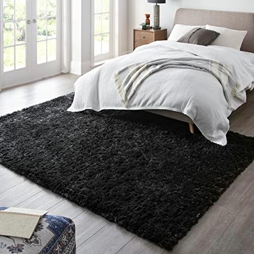 Ophanie 6x9 Black Rugs for Living Room, Large Fluffy Shag Fuzzy Plush Soft Area Rug, Floor Shaggy Carpets for Bedroom