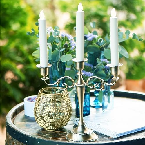 5-Arm Metal Candelabra Candle Holder Table Centerpiece, Pewter