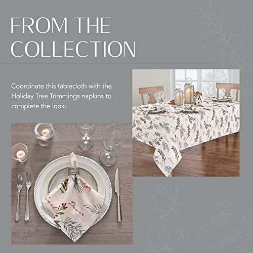 Threadmade Holiday Tree Trimmings Tablecloth, Multicolor - 70" W x 70" L Round