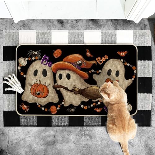 Artoid Mode Ghost Pumpkin Halloween Doormat 17x29 Inch
