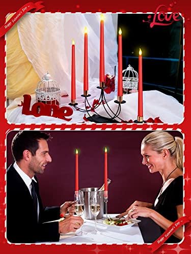 Treela Battery Operated LED Taper Candles,Basic,11 Inch,Red