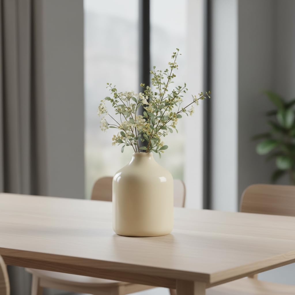 Modern Vase for Pampas Grass / Beige / 5 Inch