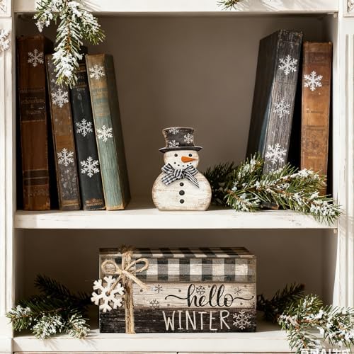 4 Pcs Winter Snowman Decor, Hello Winter Table Decorations