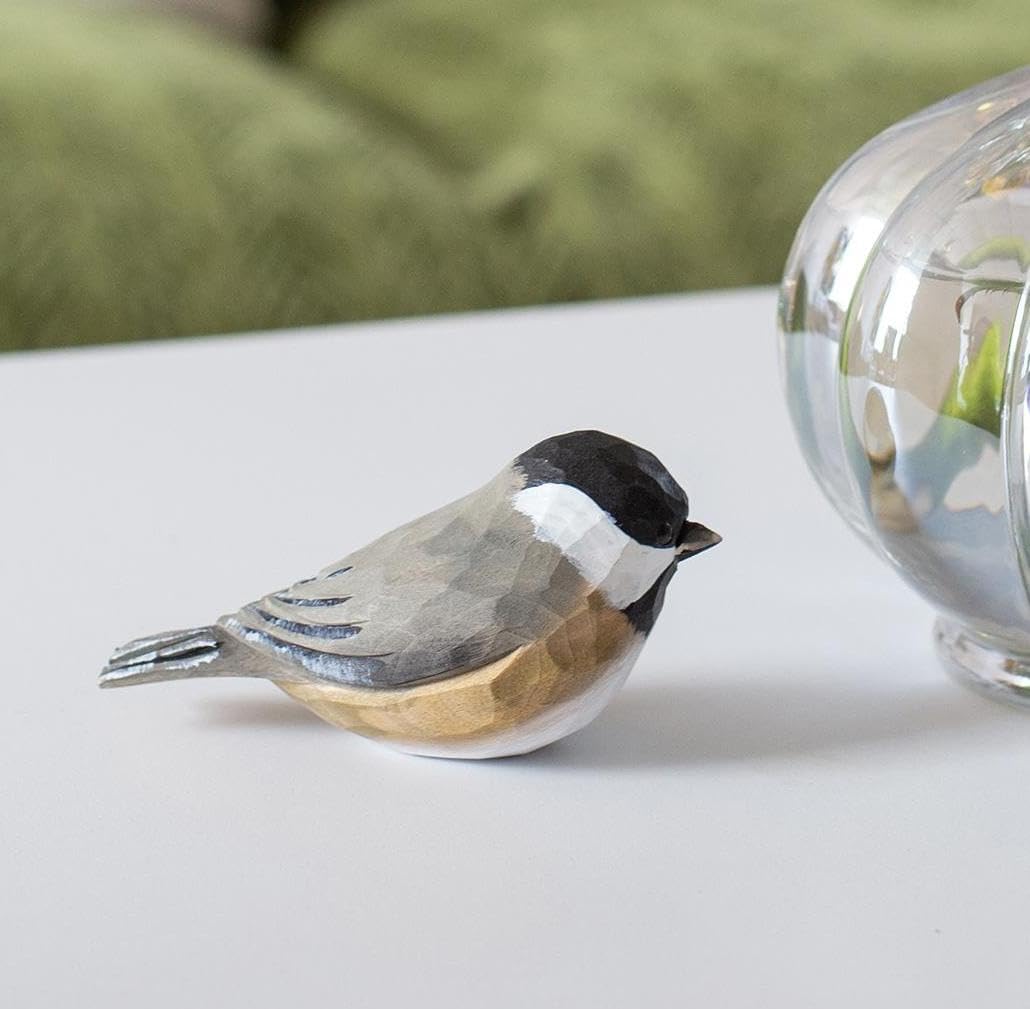 Handmade Bird Figurine / Black-capped Chickadee