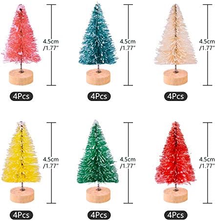KUUQA 24Pcs Mini Sisal Bottle Brush Trees, 6 Colors, Small Size