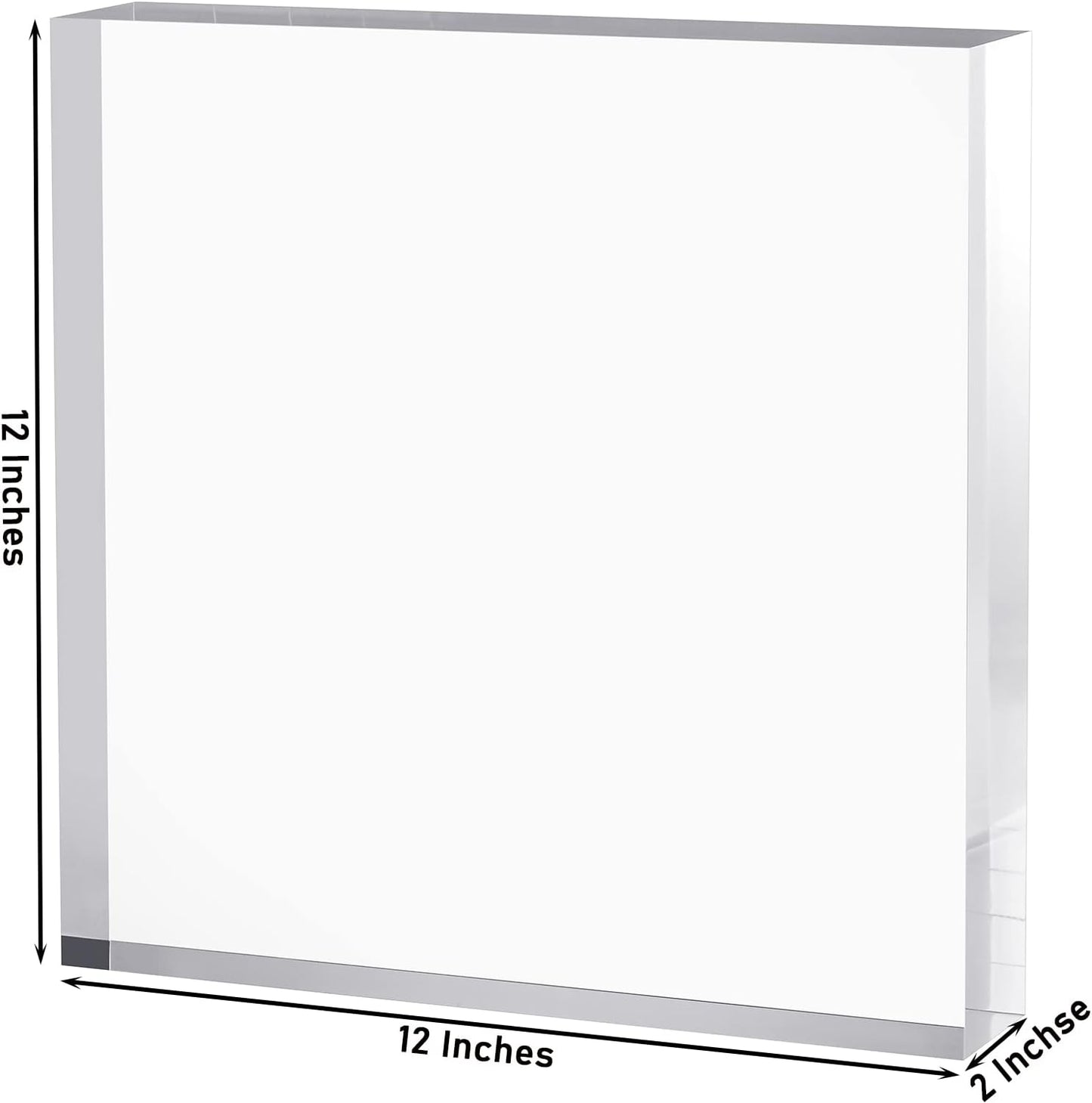 CiaoHER 2in Thickness Solid Acrylic Cube Display Block, 2" x 12" x 12" | Clear Polished, Pedestal Stand Riser, Solid
