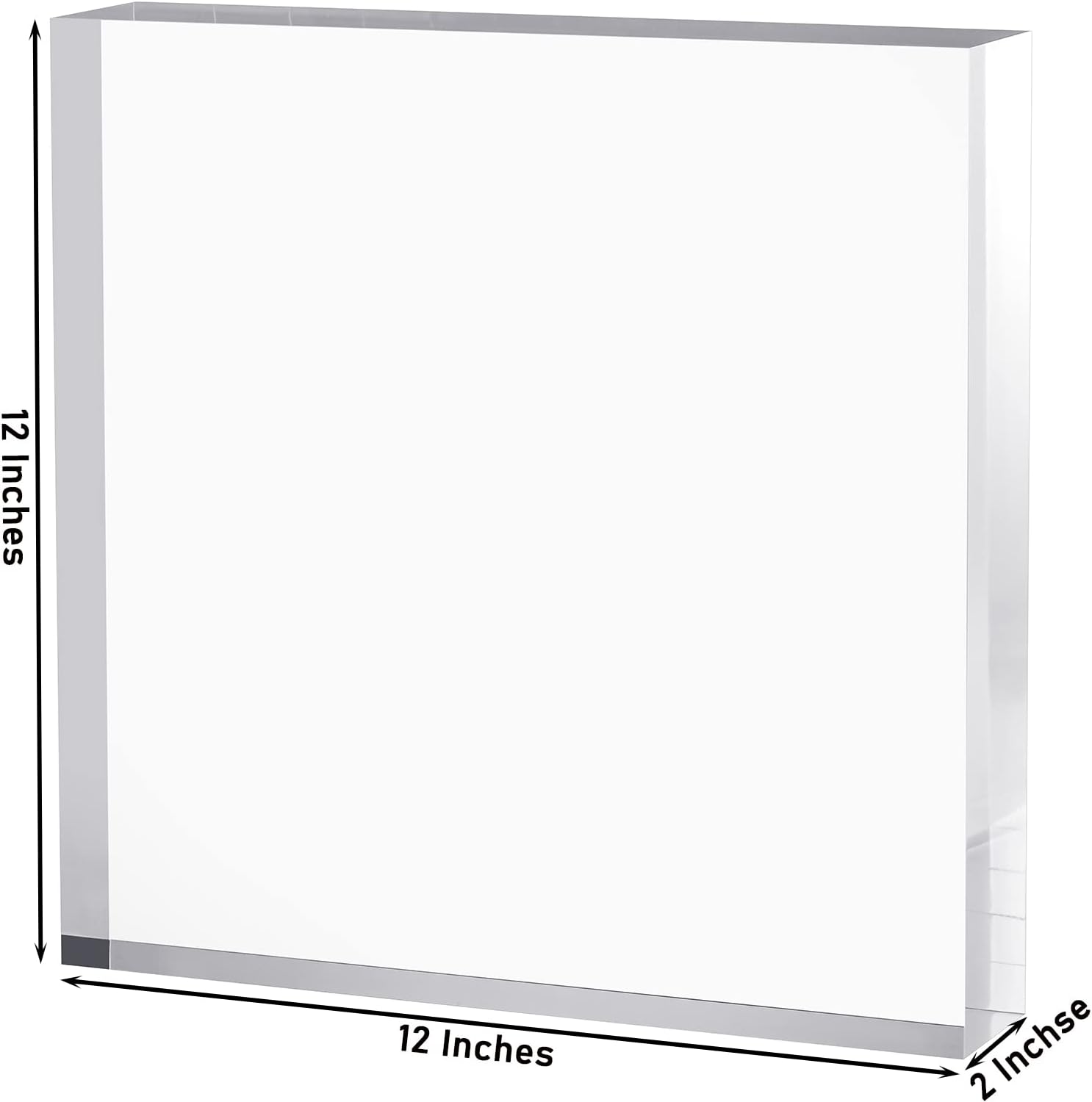 CiaoHER 2in Thickness Solid Acrylic Cube Display Block, 2" x 12" x 12" | Clear Polished, Pedestal Stand Riser, Solid