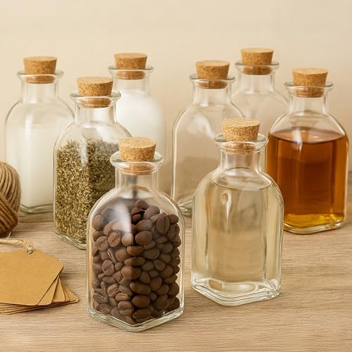 TBWIND 12 Pack 8oz Glass Potion Bottles with Cork