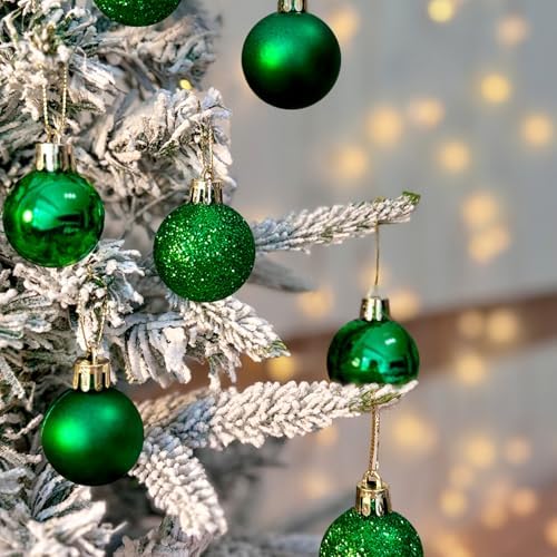 Emopeak 24 Count Grass Green Mini Christmas Balls Ornaments 1.57 Inch