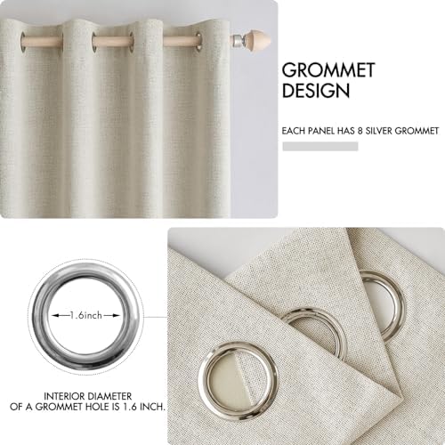 MIULEE 100% Blackout Linen Curtains for Bedroom 42x63 Inches Butter Cream