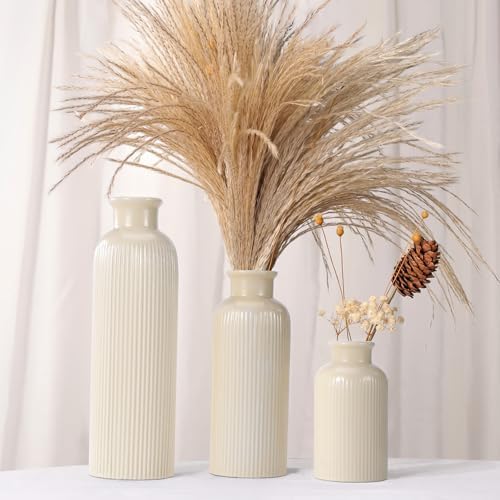 Small Ceramic Vase / Beige / Set of 3