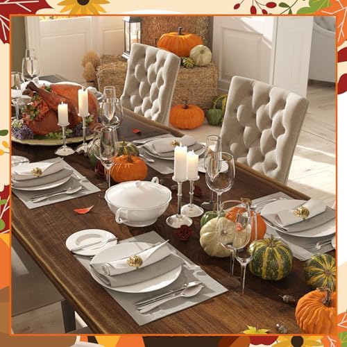 WILLBOND 12 Pcs Thanksgiving Turkey Napkin Rings Bulk Metal,Gold-Colored
