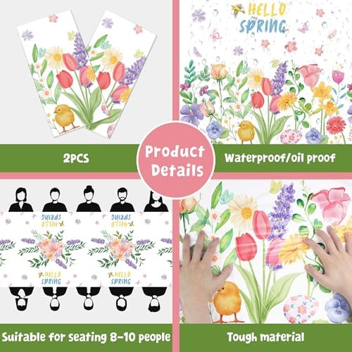 Summer Party Decorations - Summer Decorations for Home - 2 Pack Disposable Plastic Tablecloth | Floral Tablecloth for Mothers Day Wildflower Butterfly Birthday Garden Party Decorations