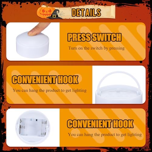 Riakrum 6 Pack Halloween Pumpkin LED Lights, White, Orange, Purple