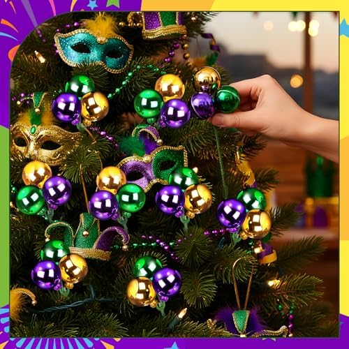Syhood 12 Sets 7.9 Inch Mardi Gras Ball Picks and Sprays, Purple Green Gold