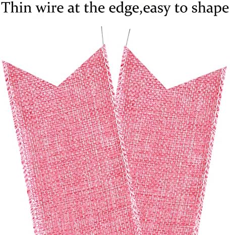 2 Pcs Large Pink Easter Wreath Bows Decor,Spring Tree Topper Bow Decorations with Pink Burlap and Glitter String for Chridtmas Tree Holiday Home Front Door Outdoor
