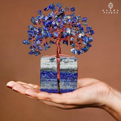 KARMAPLEDGE Chakra Tree of Life for Unique Gifts for Mom, Dad, Home and Office Decor, Handmade Lapis Lazuli Healing