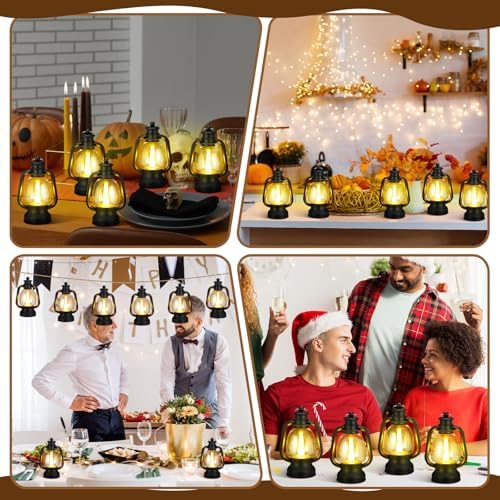 Ferraycle 12 Pcs Mini Lanterns Bulk 6 Inch Black Lamp Table Centerpieces
