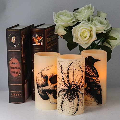 Halloween Skull Flameless Candles Battery Operated with 6H Timer