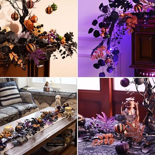 Valery Madelyn 6ft Halloween Garland for Mantel with Lights Party Decor