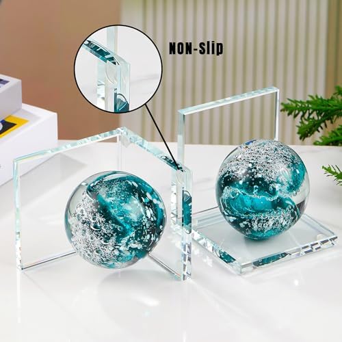 Glass Bookends / Book Ends / Blue