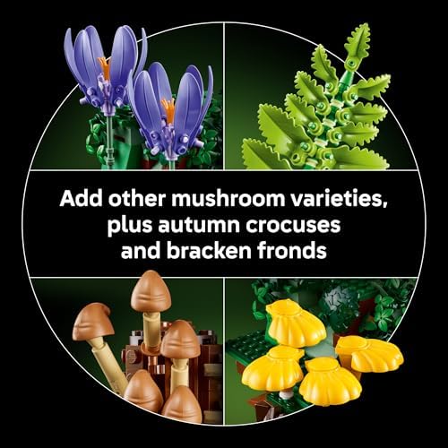 LEGO Botanicals Woodland Mushrooms - Building Set for Adults, Ages 18+ - Mushroom Decor for Home Office or Desk - Gifts