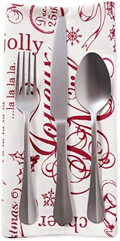 DII Vintage Christmas Kitchen Textile Collection, Napkin Set, 20x20, Joyeux Noel, 6 Piece