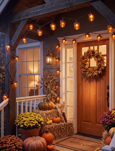 8.5 FT Fall String Lights with 10 LED 3D Acorn Plug in Autumn Décor Lights