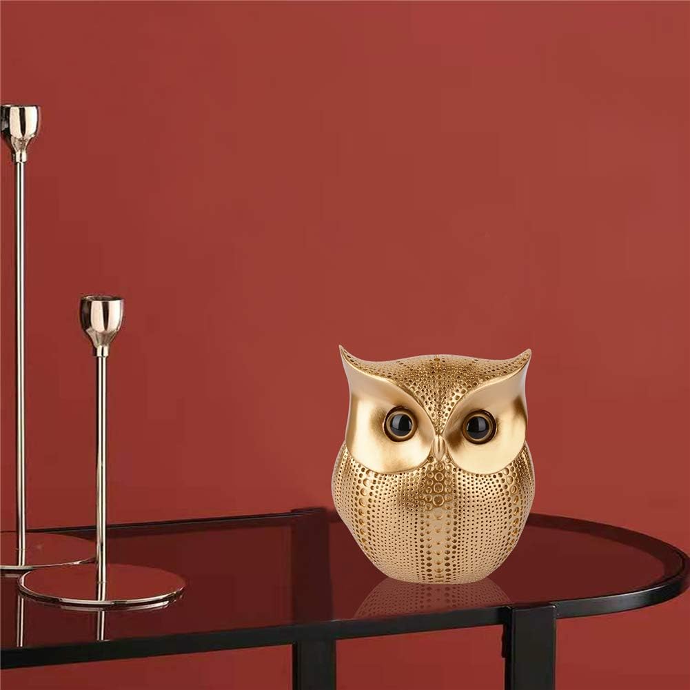 Owl Statue / Retro Buho Owls Figurines for Unique Home Decorations / Gold
