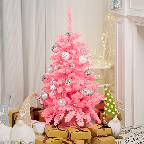 4FT Hot Pink Artificial Small Christmas Tree Mini Tabletop Decor