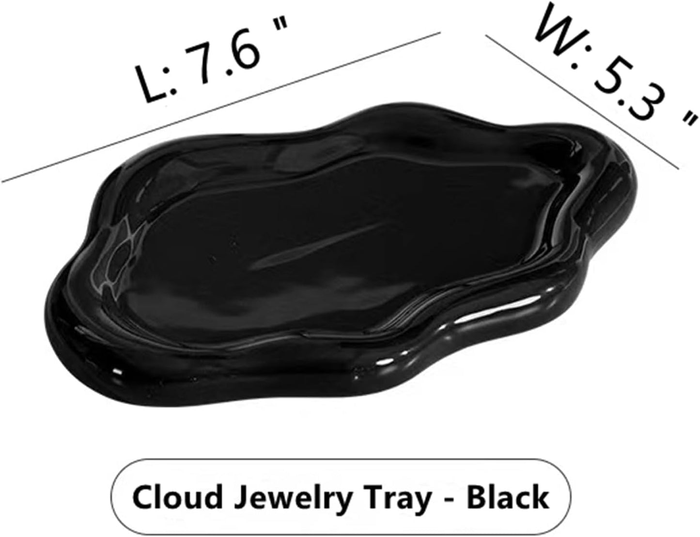 Ceramic Jewelry Tray Dish for Ring Key Trinket / Black