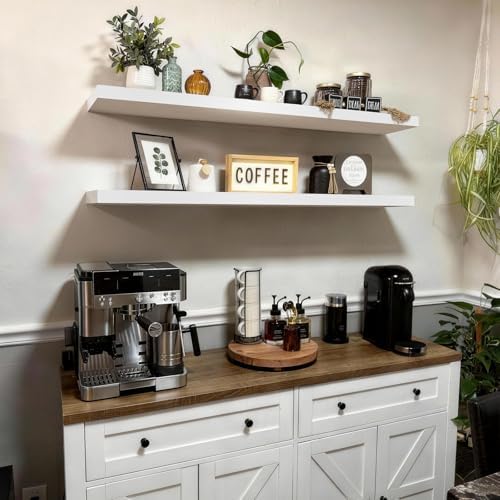 BAYKA White Floating Shelves 47.2in, Set of 2, Wall Mounted for Wall Decor