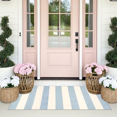 Front Door Mat Indoor Entrance - 2x4.3 Ft Washable Layered Doormat Outdoor Entrance Welcome Mat Front Porch Rug