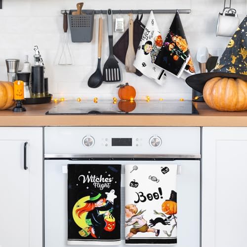 FuWeave 6 Pcs Halloween Kitchen Towels Funny Kitchen Decor