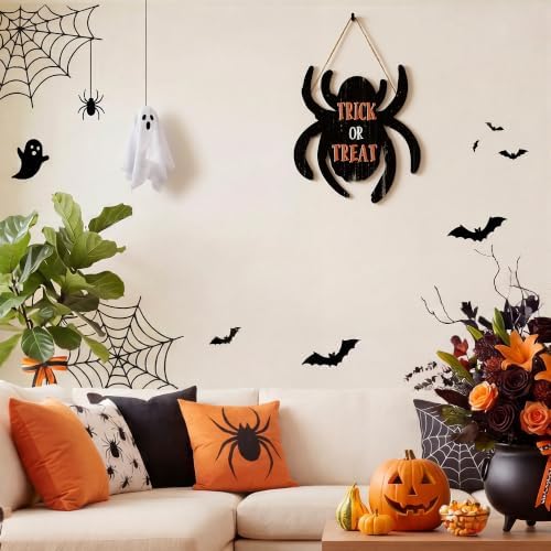 Smile Halloween Wooden Door Hanger with Trick or Treat Spider Design