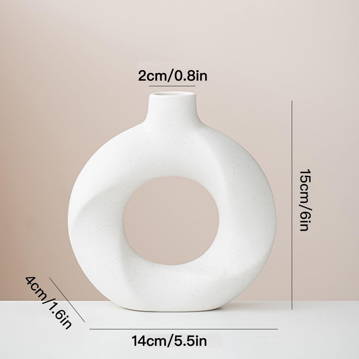 Donut Ceramic Vase / White / Set of 2