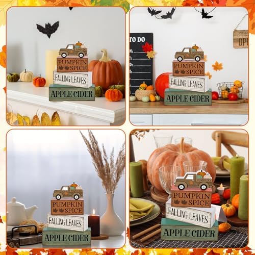 Lineshading 4 Pcs Fall Table Decoration for Home Fall Truck Decor